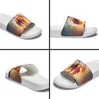 911 Memorial Patriot Day Slide Sandals American Flag and Soldier Tribute Never Forget - Wonder Print Shop