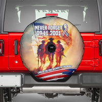 911 Memorial Patriot Day Spare Tire Cover American Flag and Soldier Tribute Never Forget - Wonder Print Shop