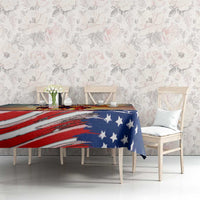 911 Memorial Patriot Day Tablecloth American Flag and Soldier Tribute Never Forget - Wonder Print Shop
