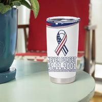 911 Memorial Patriot Day Tumbler Cup American Flag and Soldier Tribute Never Forget - Wonder Print Shop