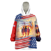 911 Memorial Patriot Day Wearable Blanket Hoodie American Flag and Soldier Tribute Never Forget - Wonder Print Shop
