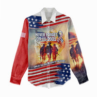 911 Memorial Patriot Day Women Casual Shirt American Flag and Soldier Tribute Never Forget - Wonder Print Shop