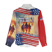 911 Memorial Patriot Day Women Casual Shirt American Flag and Soldier Tribute Never Forget - Wonder Print Shop
