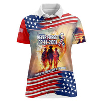 911 Memorial Patriot Day Women Polo Shirt American Flag and Soldier Tribute Never Forget - Wonder Print Shop