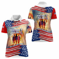 911 Memorial Patriot Day Women Polo Shirt American Flag and Soldier Tribute Never Forget - Wonder Print Shop