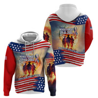 911 Memorial Patriot Day Zip Hoodie American Flag and Soldier Tribute Never Forget - Wonder Print Shop
