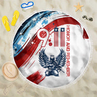 Patriot Day 911 Memorial Beach Blanket American Flag and Angel Soldier Honor and Remember - Wonder Print Shop