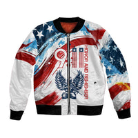 Patriot Day 911 Memorial Bomber Jacket American Flag and Angel Soldier Honor and Remember - Wonder Print Shop