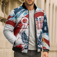 Patriot Day 911 Memorial Bomber Puffer Jacket American Flag and Angel Soldier Honor and Remember - Wonder Print Shop