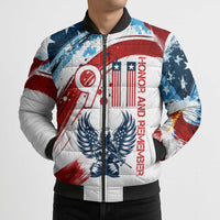 Patriot Day 911 Memorial Bomber Puffer Jacket American Flag and Angel Soldier Honor and Remember - Wonder Print Shop