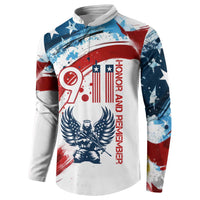 Patriot Day 911 Memorial Button Sweatshirt American Flag and Angel Soldier Honor and Remember - Wonder Print Shop