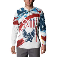 Patriot Day 911 Memorial Button Sweatshirt American Flag and Angel Soldier Honor and Remember - Wonder Print Shop