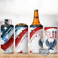 Patriot Day 911 Memorial 4 in 1 Can Cooler Tumbler American Flag and Angel Soldier Honor and Remember - Wonder Print Shop