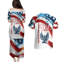 Patriot Day 911 Memorial Couples Matching Puletasi and Hawaiian Shirt American Flag and Angel Soldier Honor and Remember - Wonder Print Shop