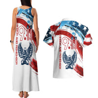 Patriot Day 911 Memorial Couples Matching Tank Maxi Dress and Hawaiian Shirt American Flag and Angel Soldier Honor and Remember - Wonder Print Shop