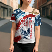 Patriot Day 911 Memorial Cross Shoulder Shirt American Flag and Angel Soldier Honor and Remember - Wonder Print Shop