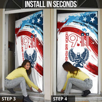 Patriot Day 911 Memorial Door Cover American Flag and Angel Soldier Honor and Remember - Wonder Print Shop