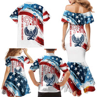 Patriot Day 911 Memorial Family Matching Mermaid Dress and Hawaiian Shirt American Flag and Angel Soldier Honor and Remember - Wonder Print Shop