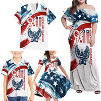 Patriot Day 911 Memorial Family Matching Off Shoulder Maxi Dress and Hawaiian Shirt American Flag and Angel Soldier Honor and Remember - Wonder Print Shop