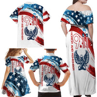 Patriot Day 911 Memorial Family Matching Off Shoulder Maxi Dress and Hawaiian Shirt American Flag and Angel Soldier Honor and Remember - Wonder Print Shop