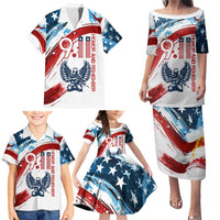 Patriot Day 911 Memorial Family Matching Puletasi and Hawaiian Shirt American Flag and Angel Soldier Honor and Remember - Wonder Print Shop