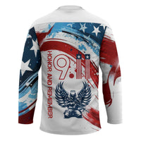 Patriot Day 911 Memorial Hockey Jersey American Flag and Angel Soldier Honor and Remember - Wonder Print Shop