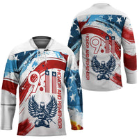 Patriot Day 911 Memorial Hockey Jersey American Flag and Angel Soldier Honor and Remember - Wonder Print Shop