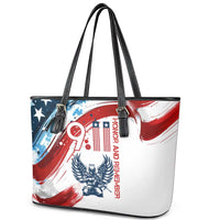 Patriot Day 911 Memorial Leather Tote Bag American Flag and Angel Soldier Honor and Remember - Wonder Print Shop