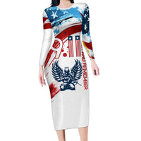 Patriot Day 911 Memorial Long Sleeve Bodycon Dress American Flag and Angel Soldier Honor and Remember - Wonder Print Shop