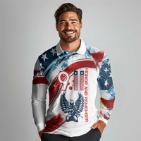 Patriot Day 911 Memorial Long Sleeve Polo Shirt American Flag and Angel Soldier Honor and Remember - Wonder Print Shop