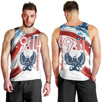 Patriot Day 911 Memorial Men Tank Top American Flag and Angel Soldier Honor and Remember - Wonder Print Shop