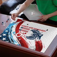 Patriot Day 911 Memorial Puzzle American Flag and Angel Soldier Honor and Remember - Wonder Print Shop