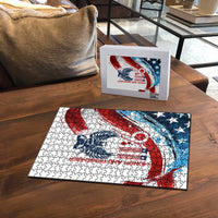 Patriot Day 911 Memorial Puzzle American Flag and Angel Soldier Honor and Remember - Wonder Print Shop