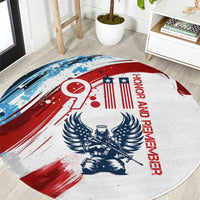 Patriot Day 911 Memorial Round Carpet American Flag and Angel Soldier Honor and Remember - Wonder Print Shop