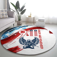 Patriot Day 911 Memorial Round Carpet American Flag and Angel Soldier Honor and Remember - Wonder Print Shop