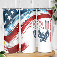 Patriot Day 911 Memorial Skinny Tumbler American Flag and Angel Soldier Honor and Remember - Wonder Print Shop