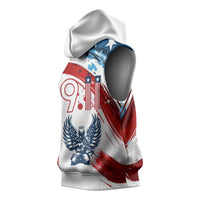 Patriot Day 911 Memorial Sleeveless Hoodie American Flag and Angel Soldier Honor and Remember - Wonder Print Shop