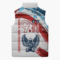Patriot Day 911 Memorial Sleeveless Puffer Jacket American Flag and Angel Soldier Honor and Remember - Wonder Print Shop