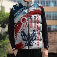 Patriot Day 911 Memorial Sleeveless Puffer Jacket American Flag and Angel Soldier Honor and Remember - Wonder Print Shop