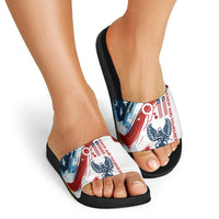 Patriot Day 911 Memorial Slide Sandals American Flag and Angel Soldier Honor and Remember - Wonder Print Shop