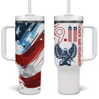 Patriot Day 911 Memorial Tumbler With Handle American Flag and Angel Soldier Honor and Remember - Wonder Print Shop