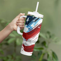 Patriot Day 911 Memorial Tumbler With Handle American Flag and Angel Soldier Honor and Remember - Wonder Print Shop