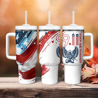 Patriot Day 911 Memorial Tumbler With Handle American Flag and Angel Soldier Honor and Remember - Wonder Print Shop