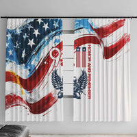 Patriot Day 911 Memorial Window Curtain American Flag and Angel Soldier Honor and Remember - Wonder Print Shop