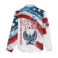 Patriot Day 911 Memorial Women Casual Shirt American Flag and Angel Soldier Honor and Remember - Wonder Print Shop