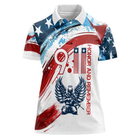 Patriot Day 911 Memorial Women Polo Shirt American Flag and Angel Soldier Honor and Remember - Wonder Print Shop