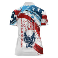 Patriot Day 911 Memorial Women Polo Shirt American Flag and Angel Soldier Honor and Remember - Wonder Print Shop
