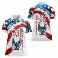 Patriot Day 911 Memorial Women Polo Shirt American Flag and Angel Soldier Honor and Remember - Wonder Print Shop