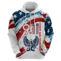 Patriot Day 911 Memorial Zip Hoodie American Flag and Angel Soldier Honor and Remember - Wonder Print Shop