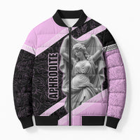 Aphrodite Greek Goddess Bomber Puffer Jacket Classical Mythology Floral Statue Art